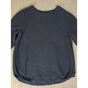 J Jill Short Sleeve Sweater Womens Navy Blouse Top Size XL Tall  100% Cotton